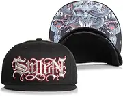 [Sullen] Men's Rocka Graphic Tattoo Lifestyle Adjustable Flatbill Snapback Hat Black, Black, One Size