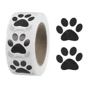 1 Roll Paw Prints Stickers 1 Inch Adhesive Dog Paw Prints Labels Black