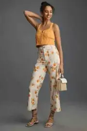 Anthropologie Colette Linen Pants Crop Wide Leg Dylan Mierzwinski Maeve 27P NEW