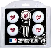 Team Golf MLB Regulation Size Golf Balls (4 Count) & Divot Tool with Removable Double-Sided Magnetic Marker