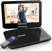 [DBPOWER] 12.5" Portable DVD Player with 10.5" Swivel Screen Car Built-in 5 Hours Rechargeable Battery, Supports All-Region, Earphone/SD Card/USB/AV-in/AV-out, Direct Play in Formats AVI/RMVB/MP3/JPEG