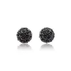 MYJS Emma Pave Ball Earrings Stud With Black Swarovski Crystals Gun Metal Gp