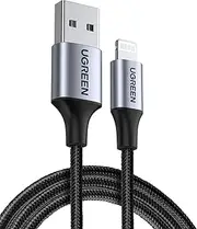 UGREEN USB to Lightning Cable 1M, Apple MFi Certified Nylon Braided Cord, Power Delivery iPhone Charger, Aluminium case, for iPhone 14 Pro Max/13/12, iPad Pro/Air/Mini, AirPods, Black