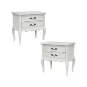 Alice 2pc Set Bedside 2 Drawers Storage Cabinet Side End Table Distressed White