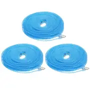 Portable Clothesline, 32.8ft Nylon Windproof Non-Slip Washing Line, Blue 3Pcs