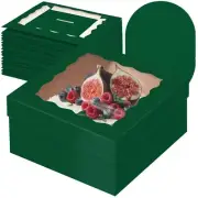 12x12x6 Cake Box 18 Sets Green Cake Box with Window ＆ 18 Sets 12" Green Cake ...