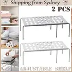 2x Adjustable Cupboard Storage Shelf Organiser Holder Pantry Stand Rack Kitchen