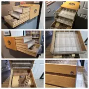 ❤️VINTAGE❤️ DMC 3-DRAWER EMBROIDERY FLOSS WOOD STRORAGE ORGANIZER BOX w/DIVIDERS