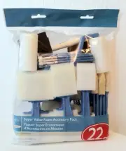 NIP Artist's Loft Super Value 22 PC FOAM BRUSH PACK Crafts Varnishing Staining