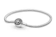Pandora S925 Halo CZ And Snake Chain Charm Bracelet 590038C01-20cm - 7 3/4 in