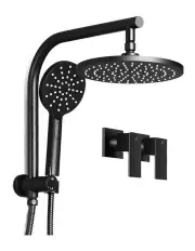 [Cefito] 9 Inch Handheld Round High Pressure Rain Shower Head Set Twins Tap in Black