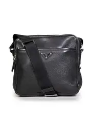 Black Leather Crossbody Medium Bag