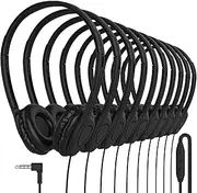 Maeline Black Wired Headphones with Microphone, Bulk 10 Pack On-Ear Headsets with 3.5mm Jack – Leatherette Cushions, Adjustable, Stackable, Ideal for Classrooms, Offices, Remote Work, Testing