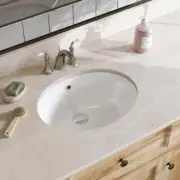 HOROW Undermount Bathroom Sink Oval U-Shaped Ceramic Scratch Resistant White