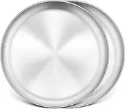 13 Inch Pizza Pan Set of 2, Stainless Steel Pizza Tray, Round Pizza Plate For Pie Cookie Pizza Cake, Non Toxic & Heavy Duty, Brushed Finish & Easy Clean