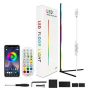 46" 15W Corner Floor Metal Standing Lamp with RGB Color Changing Mood Lighting for Living Room or Bedroom