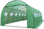 [GREEN FINGERS] Greenhouse Steel Frame Green House Garden Shed Walk-in Gardening Supplies Plant Stand Storage, 6 x 3 x 2m with PE Cover and Roll-up Zipper Doors