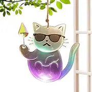 Cat Sun Catchers | Kitten Art Pendant - Acrylic Decoration Colorful Wall Art for Living Room Kitchen Garden Window Panels