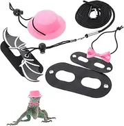 INOOMP 1set Adjustable Lizard Leash and Bow Tie Kit for Reptiles Pet Unique Top Hat for Bearded Dragons Lizards and Animals for Outdoor Walks and Stylish Dress-up