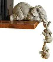 YWHWXB Collectable Elephant Shelf Sitter 3Pcs Set, Mother Elephant Hanging Baby