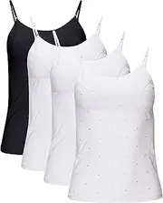 [B2BODY] Girls Camisole Undershirts with Shelf Bra – Cotton Girls Cami, Multi-Pack
