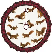 [VPPUR] Cute Squirrel Print Xmas Tree Skirt Santa Xmas Decor Holiday Party 48''36''30''Christmas Tree Skirt