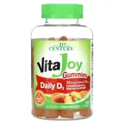 21st Century, VitaJoy Gummies, Daily D3, Peach, 120 Gummies (25 mcg (1,000 IU) per Gummy)