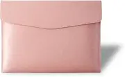 RisePlus Document Folder A4 Leather Briefcase A4 PU Leather Waterproof Office Travel Bag for Documents Vintage Design with Pen Pocket (Pink)