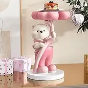 Petal Bear Side End Table with Hollow Structure, Bedside Table Coffee Tables Nesting Tables for Small Spaces, Bedroom, Living Room, 21 * 21 * 31cm (Color : Pink)