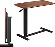 Adjustable Overbed Bedside Table with Wheels (Hospital and Home Use) (Foldable, Walnut Brown)