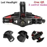 5000LM 3 Modes 5 LED Waterproof Headlight Headlamp Zoomable Torch NEW