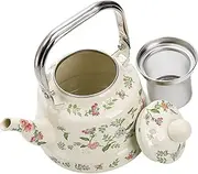 ＫＬＫＣＭＳ Enamel Water Kettle Turkish Teapot with Strainer 1.7L Enamel Teapot Water Pitcher for Camping Indoor Office Outdoor Household