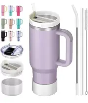 40 oz Tumbler with Handle and Straw Stainless Steel Vacuum Insulated , NEW