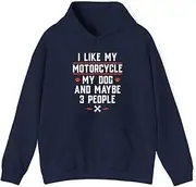 [X.Style] I Like My Motorcycle My Dog and Maybe People - Biker ds034 Hoodie Navy XL