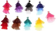 Angoily 2sets Tassel Jewelry Silky Tiny Tassels Handmade Ornaments Purple Ornaments Fringe Decoration Delicate Handbag Pendant Practical Bag Pendant Cotton 50pcs*2