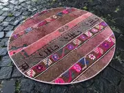 Circle Rug, Turkish Rug, Vintage Rug,Area Rug, Home Decor 3.2 x 3.2 Ft