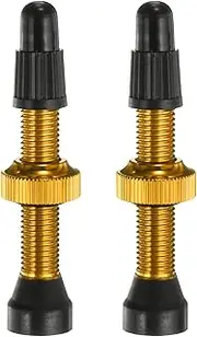 uxcell 2pcs Tubeless Valve Stems 34mm Aluminum Alloy Tubeless Valve Super Light No Leak Durable Valve Stem Caps Multiple Color & Size Fit Most Bicycle Tubeless Rims Pair, Yellow