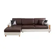 PU Faux Leather Couch Sofa Cushion Slipcover Waterproof Elastic Sofa Seat Covers -Brown