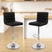 2x ALFORDSON Bar Stools Stripe Pattern Black