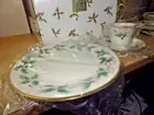 MIKASA BONE CHINA RIBBON HOLLY 3 PC DINNER SET PLATE CUP SAUCER NIB JAPAN #1