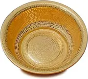 Hand-Hammered Copper Basin for Face Washing Foot Soak Portable Versatile Fire Bowl and Incinerator, for Camping and Picnics (15",Yellow)