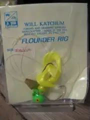 Katchum Yellow Grub 1/2 Oz Flounder Rig 2 Fish Hooks Green Football Head Jig