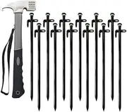 Linwnil Tent Stakes Heavy Duty, 12-inches Tent Stakes, Forged Steel Unbent Tent Pegs-Ideal Camping Stakes for Rocky/Hard Places