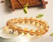 10.8mm Natural Yellow Citrine Quartz Crystal Round Beads Bracelet AAA