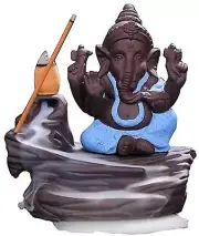 Polyresin Ganesha Smoke Backflow Incense Holder Showpiece Blue