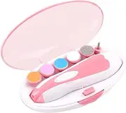 zolyet 6-in-1 Baby Nail Trimmer with Light Electric Nail Trimmer Kit for Inf Toddlers with 6pcs Sander Heads Safe Low Noise Pink