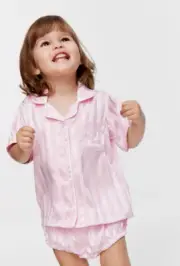 Peter Alexander Pink Satin Baby PJ Short Set 12/18 Months NWT