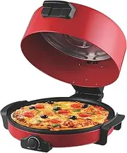 40cm Electric Pizza Maker, 2200W Pizza Oven with Nonstick Heating Plate, Adjustable Temperature Controls, Perfect for Pizzas/Pancake/Nachos/Fajitas/Omelettes, Red