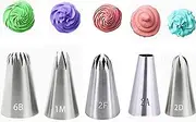 5Pcs Large Piping Tips Stainless Steel, Piping Tips Piping Nozzles Cake Piping Icing Nozzles Cake Decorating Tips Set for for Pastry Fondant