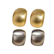 Retro Matte Brushed C Shaped Ear Studs High-End Gold Earrings for Women